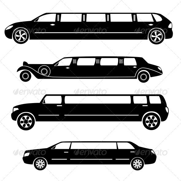 590x590 Limousines Silhouettes Vector Collection Silhouette, Collection