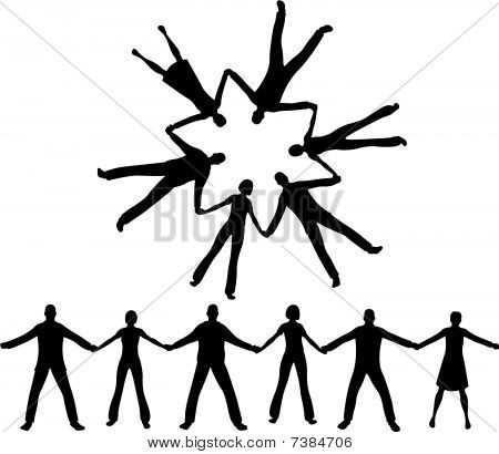 450x410 9 People Holding Hands Silhouette Clipart Collection