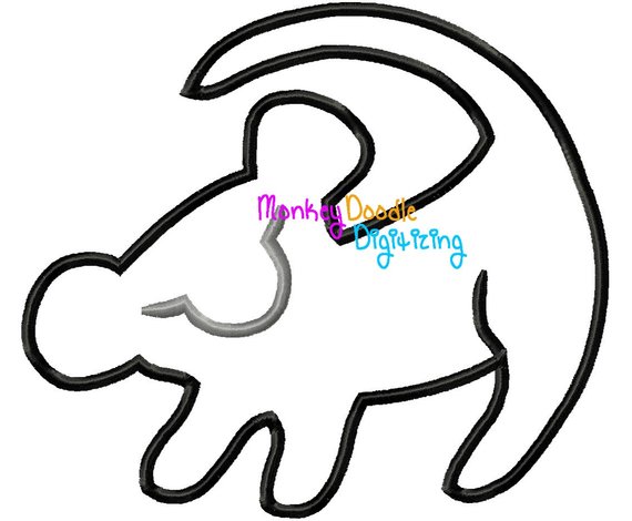 570x470 Simba Silhouette Lion King Embroidery Machine Applique