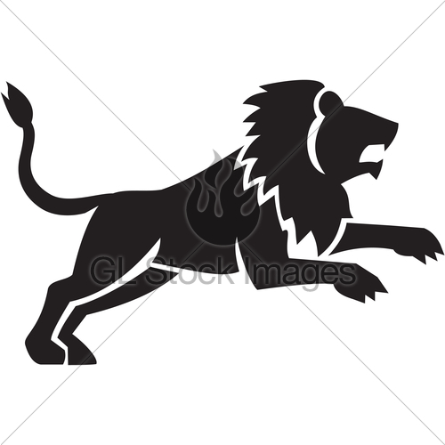 500x500 Lion Jumping Silhouette Side Retro Gl Stock Images