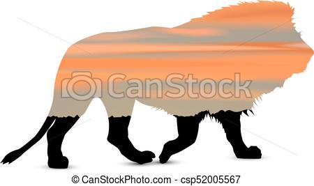450x267 Silhouette Of Lion With African Savannah And Colorful Clip Art