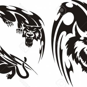 300x300 Creative Silhouette Illustration Tribal Vector Head Of Panther