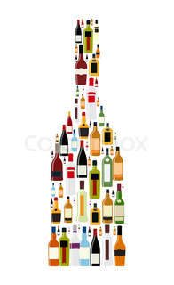 196x320 Vector Illustration Silhouette Alcohol Bottle Stock Vector