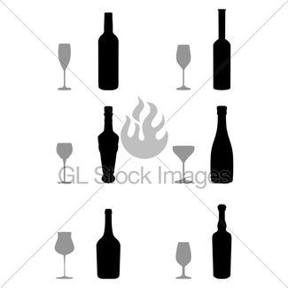 325x325 Wine Beer Bottle Silhouette Gl Stock Images