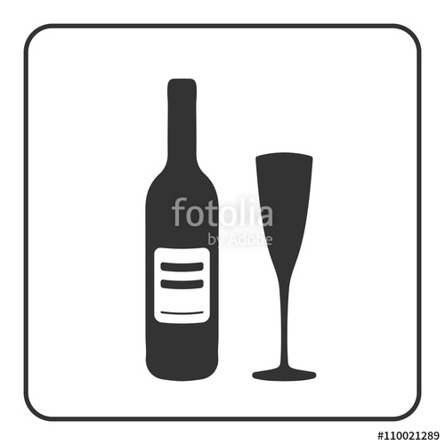 500x500 Alcohol Icon. Bottle Wine Sign. Black Silhouette Isolated On White
