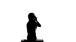 320x180 Girl Listening To Music With Headphones And Dancing On A White