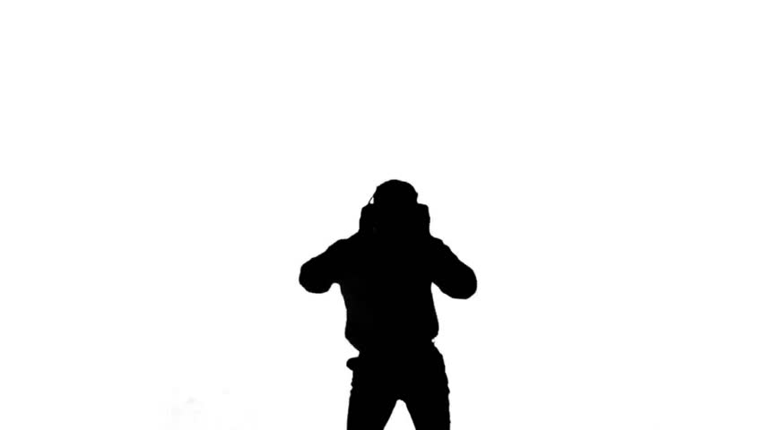 852x480 Silhouette Of A Man Jumping And Listening To Music On White