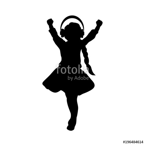 500x500 Silhouette Girl Listening To Music With Headphones Stock Image