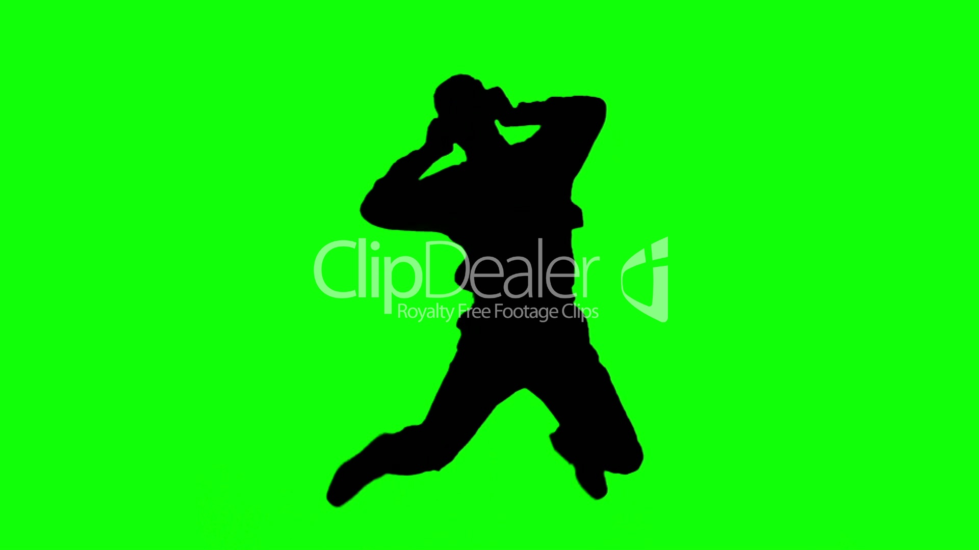 1920x1080 Silhouette Of A Man Jumping And Listening To Music On Green Screen