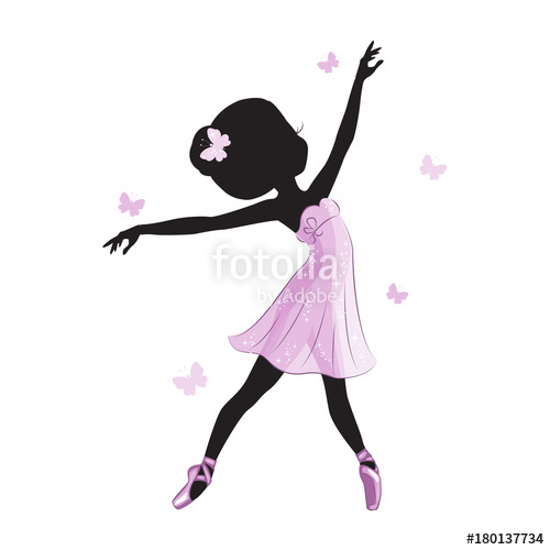 500x500 Silhouette Of Cute Little Ballerina In Pink Dress Isolated