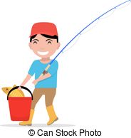 184x194 A Vector Illustration Of A Boy Going Fishing Vectors Illustration