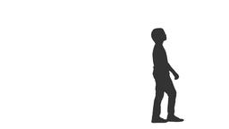 256x144 Silhouette Of A Little Boy Walking. Side View. Full Hd Shot