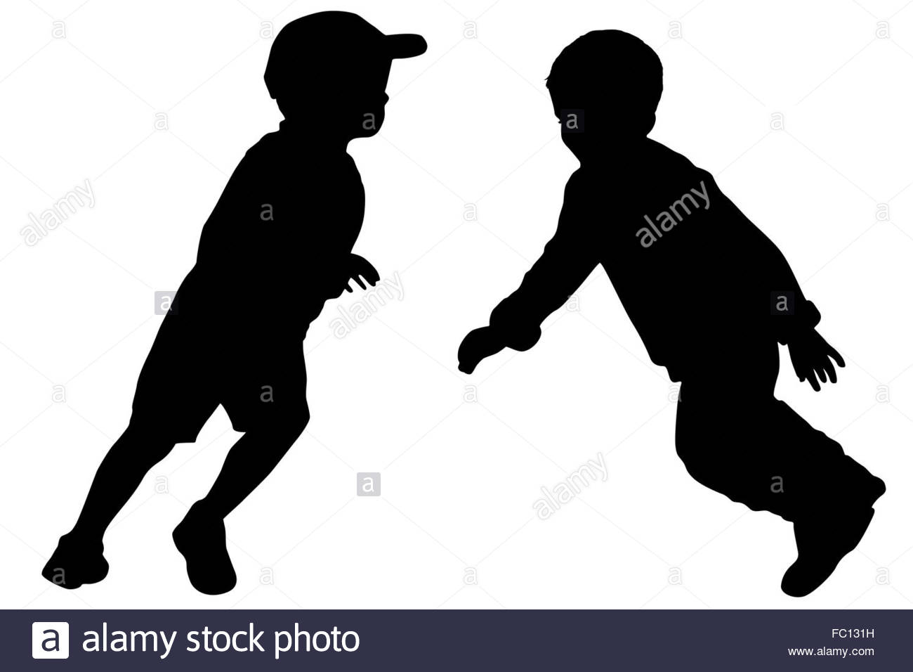1300x956 Silhouettes Of Two Little Boys Stock Photo 93452061