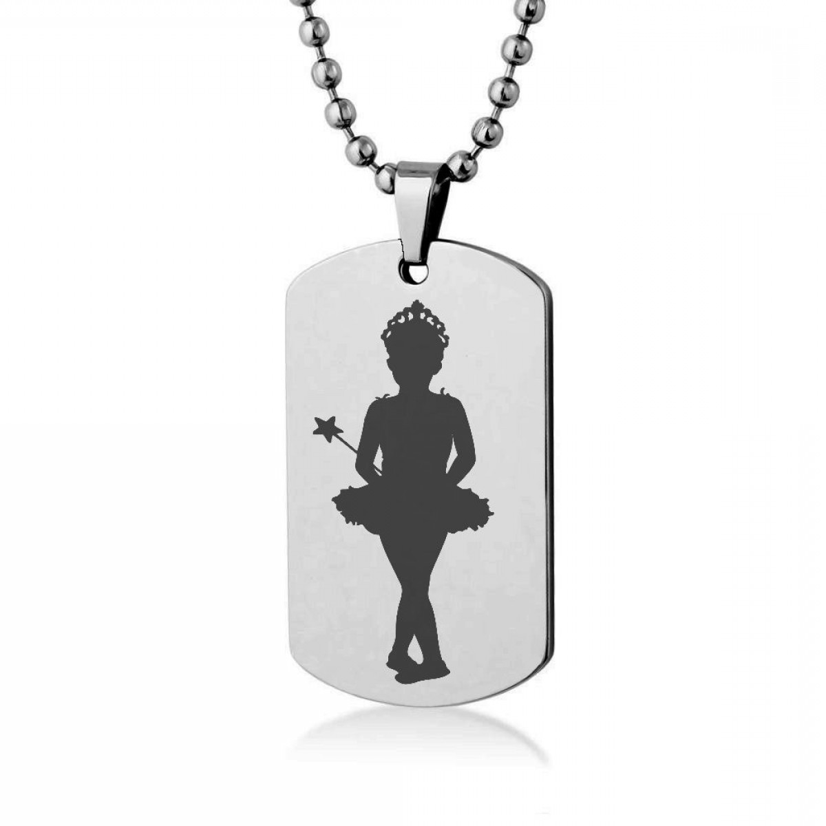 1200x1200 Little Girl Ballerina Silhouette Engrave Dog Tag Necklace Pendant