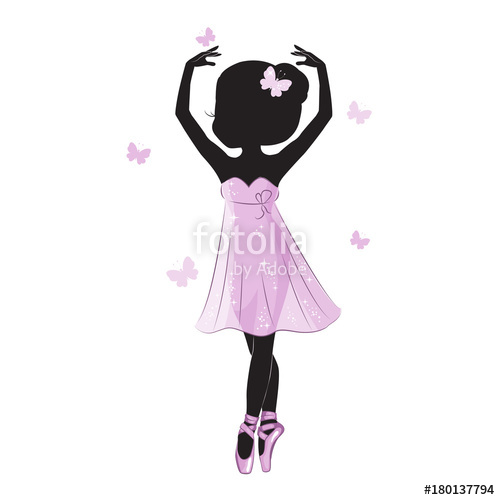 500x500 Silhouette Of Cute Little Ballerina In Pink Dress Isolated