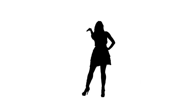 590x332 Silhouette Of Girl Dancing In The Club On White Background By