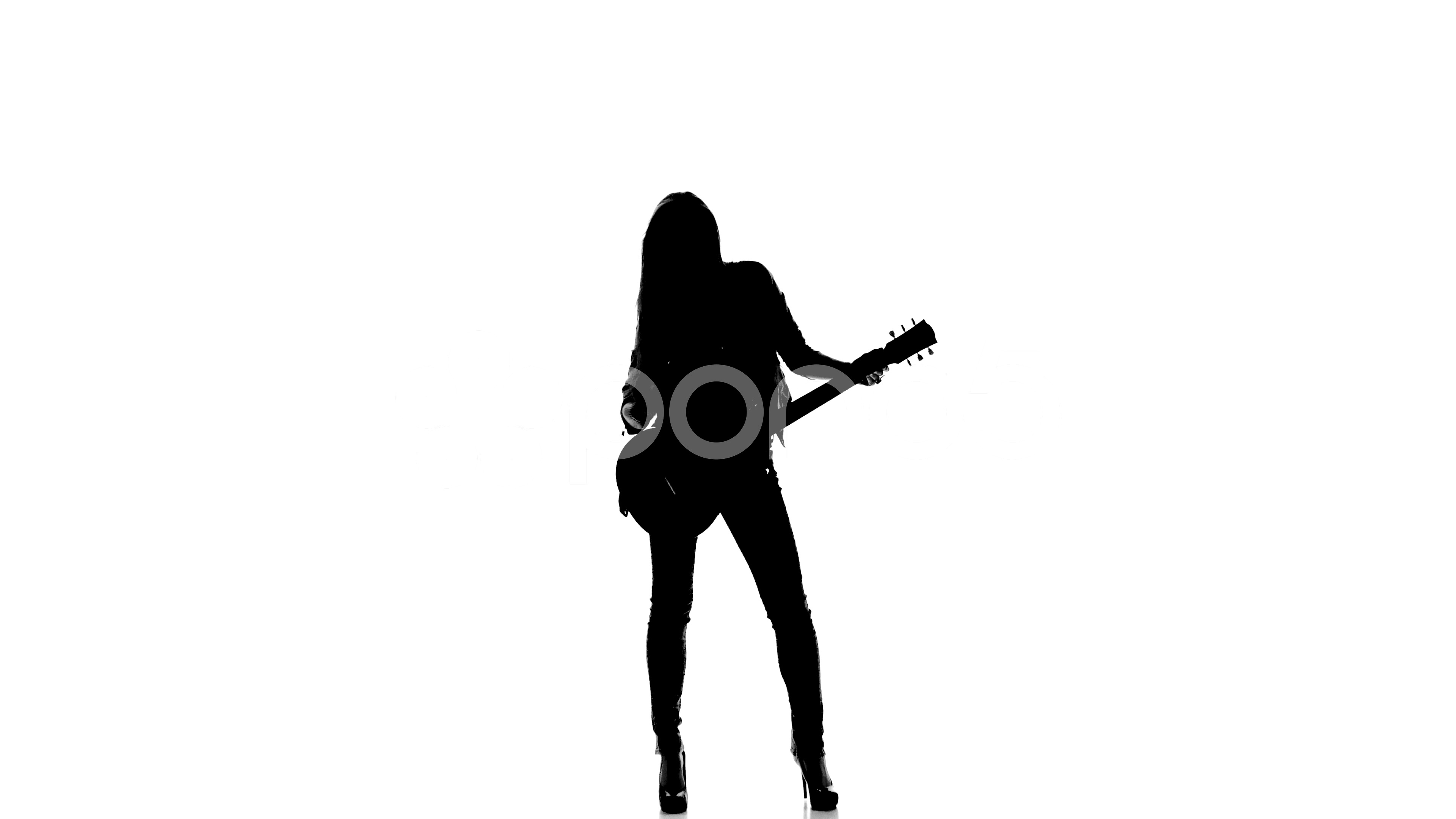 3840x2160 Silhouette Of Young Girl Playing Dancing On Electric Guitar On