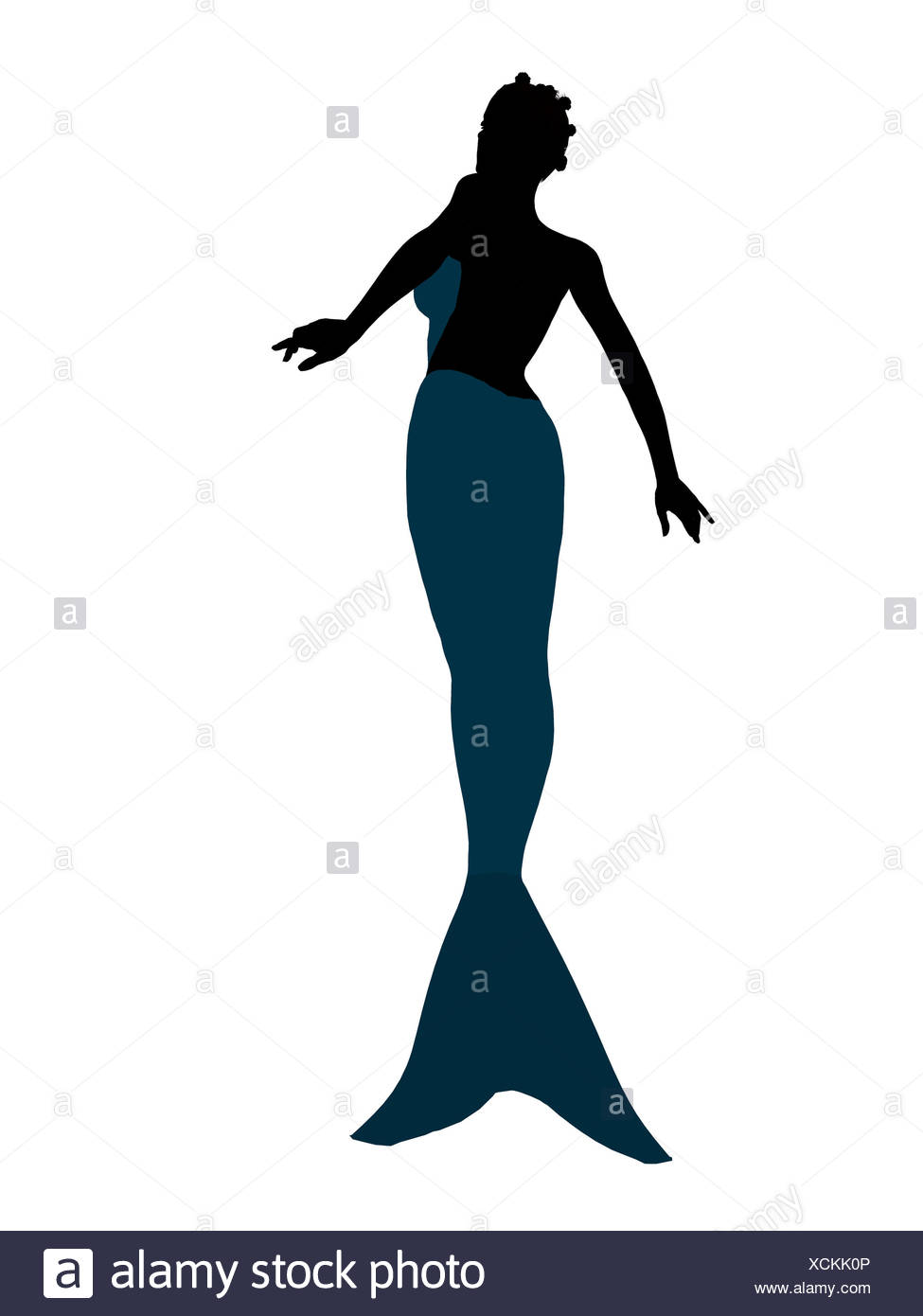 975x1390 Little Mermaid Silhouette Illustration Stock Photo 283173766