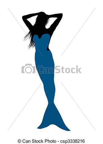 337x470 Little Mermaid Silhouette Illustration. Little Mermaid Stock