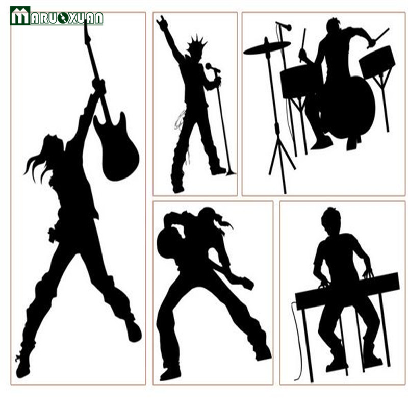 800x800 Fashion Black Music Silhouette Stickers Music Dream Modern Bedroom