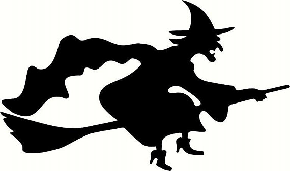 570x337 Wall Decal Flying Witch Silhouette D2 Halloween Decal