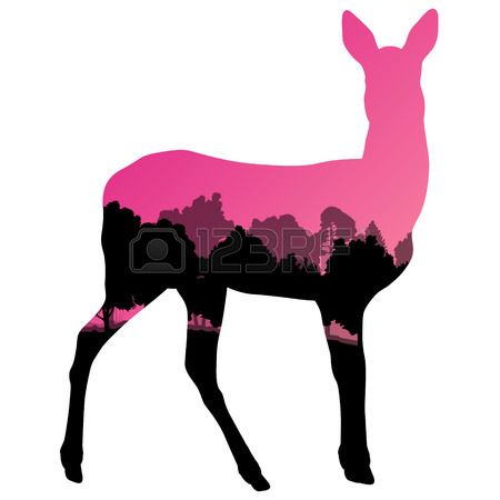450x450 Doe Venison Deer Animal Silhouettes In Wild Nature Forest