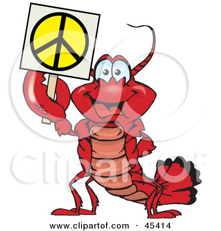 450x470 Clipart Of A Happy Lobster Waving