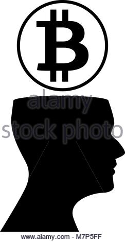 243x470 Human Head Silhouette With Sign Of Bitcoin Above On Shiny Golden