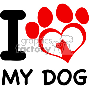 300x300 Royalty Free 10706 Royalty Free Rf Clipart Red Heart Paw Print