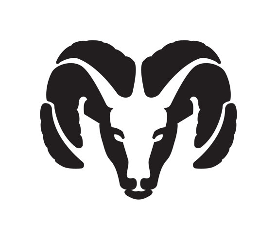 570x492 Black White Clipart Ram Head Silhouette