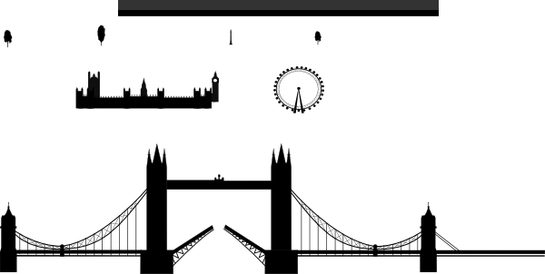 600x302 London Skyline, London Eye, Tower Bridge Clip Art