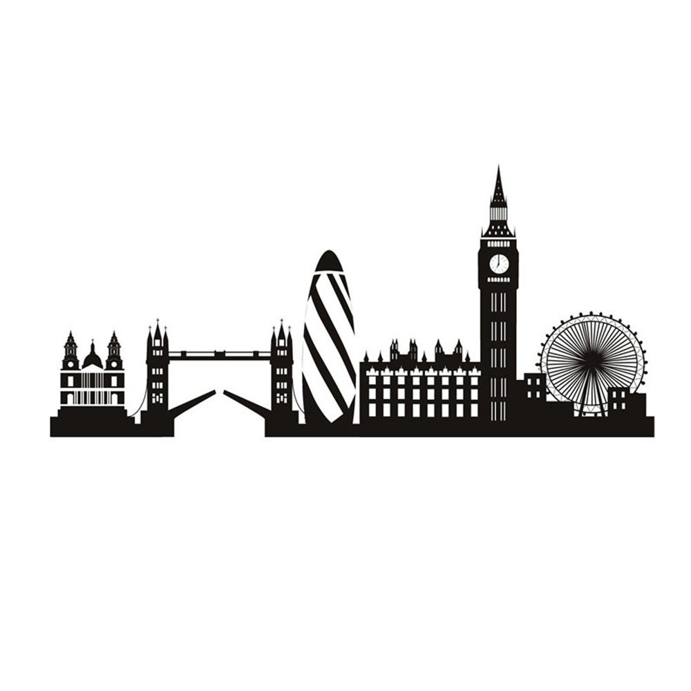 1000x1000 High Quality Morden City Silhouette Wall Sticker London Big Ben