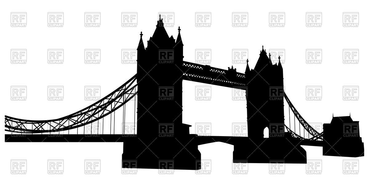 1200x600 Bridge Tower Silhouette In London Royalty Free Vector Clip Art