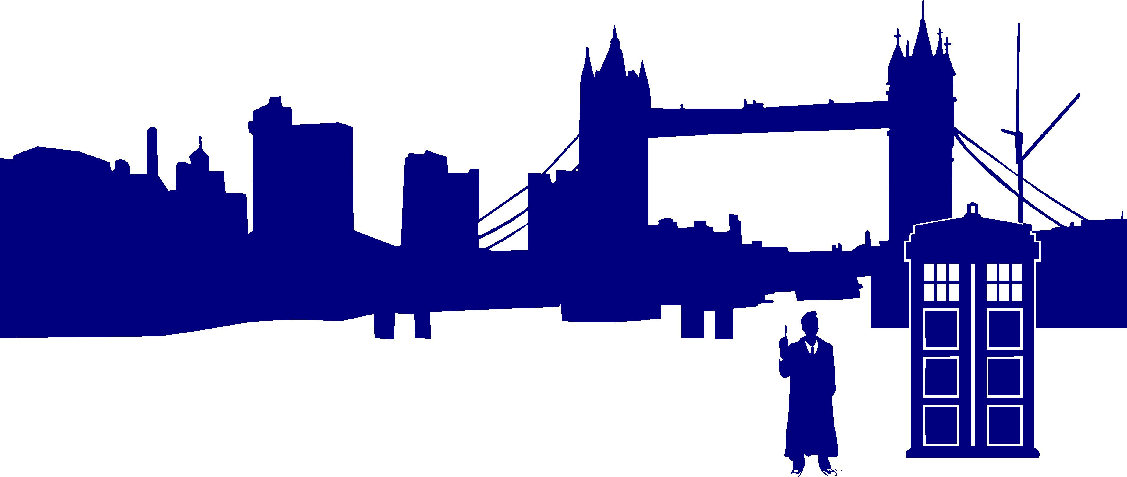 3700x1568 Doctor Who In Front Of London Silhouette Stickit! Stickers Amp Decals