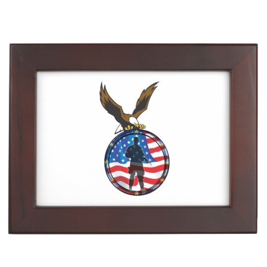 540x540 Silhouette Of A Lone Soldier With Bald Eagle Memory Box