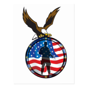 307x307 Flag With Soldier Silhouette Cards