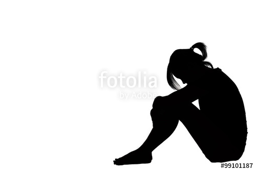 500x334 A Woman Sad Depressed Sitting Along Isolated On White Background