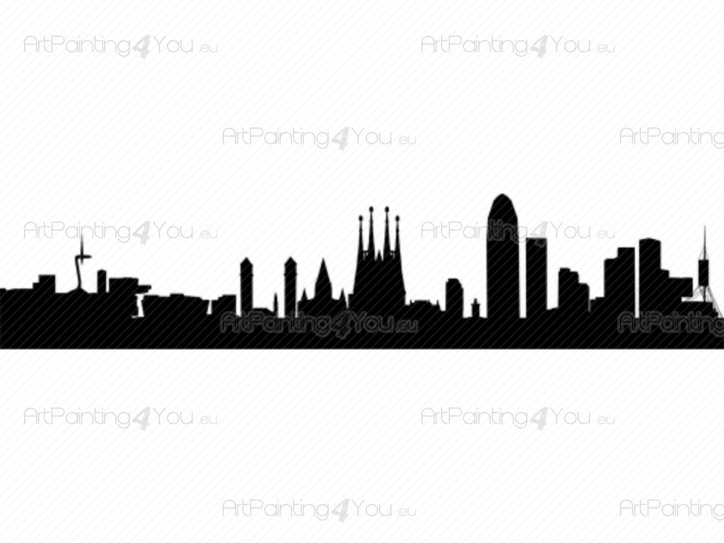 1024x768 Wall Decals Barcelona Skyline (Vdv1017en)
