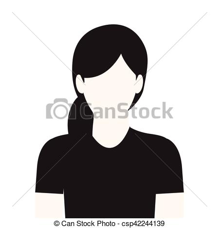 450x470 Monochrome Half Body Woman With Long Hair Without Face Vectors