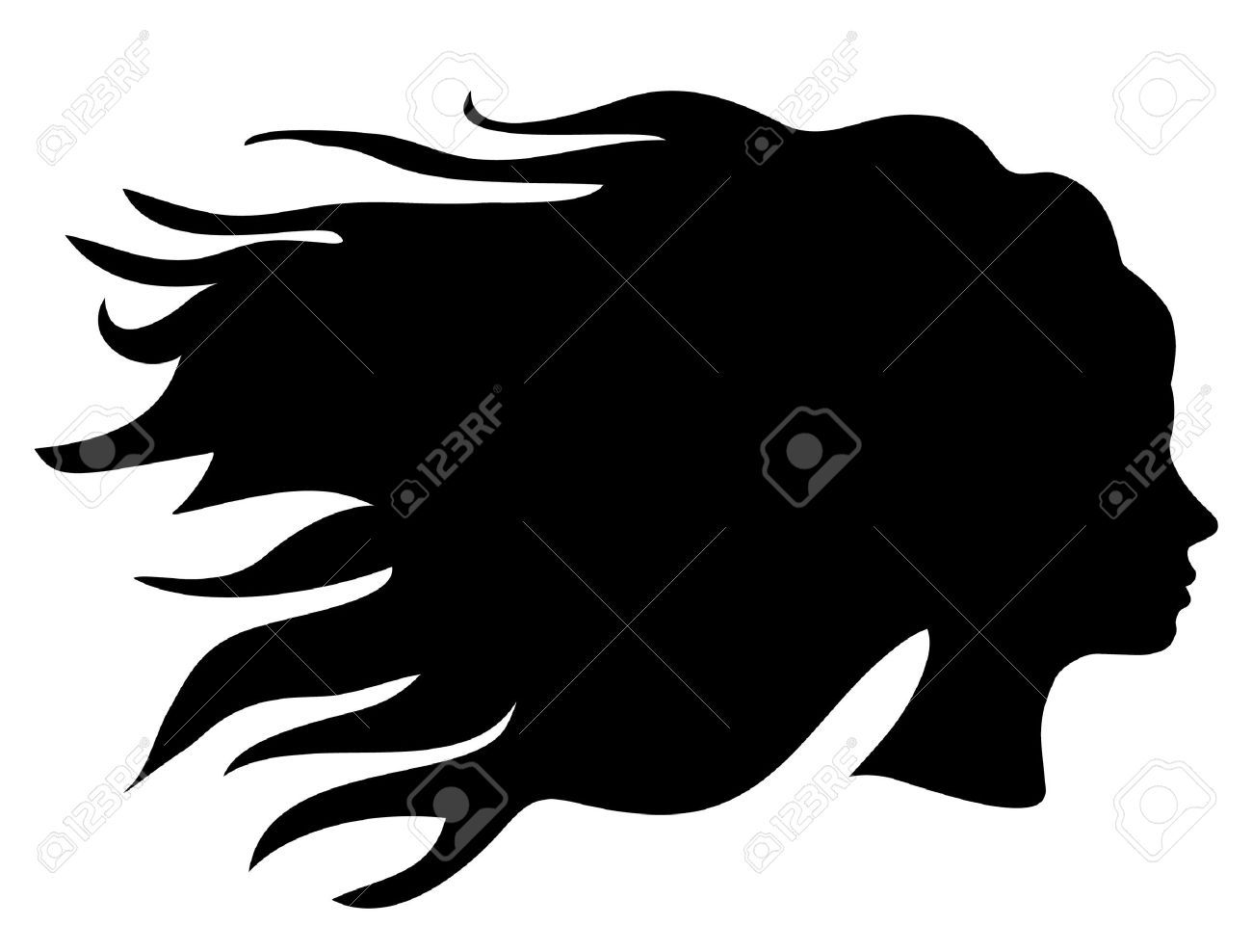 1300x988 Vector Woman Head Silhouette With Long Hair Royalty Free Cliparts