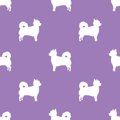 470x470 Chihuahua Longhaired Silhouette Dog Breed Pattern Purple Fabric
