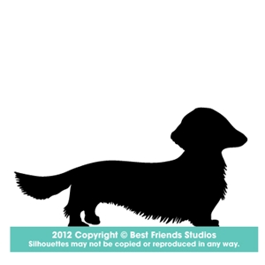 300x300 Long Hair Dachshund Dog Silhouette Gifts, Stationery, Address