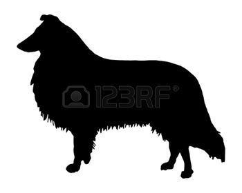 350x280 Collie The Black Silhouette Of A Longhaired Collie Illustration