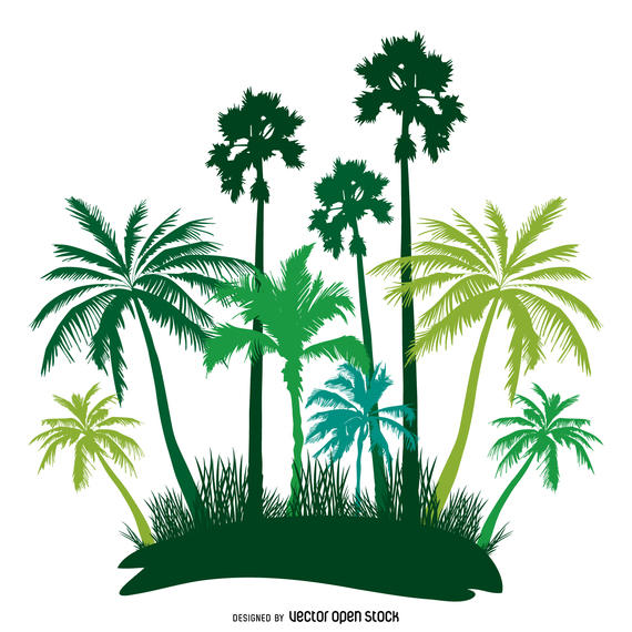 570x570 Green Palm Trees Island Silhouette