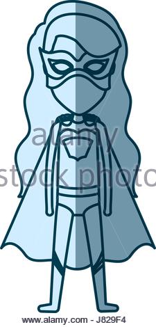 225x470 Blue Silhouette With Standing Girl Superhero With Collected Hair
