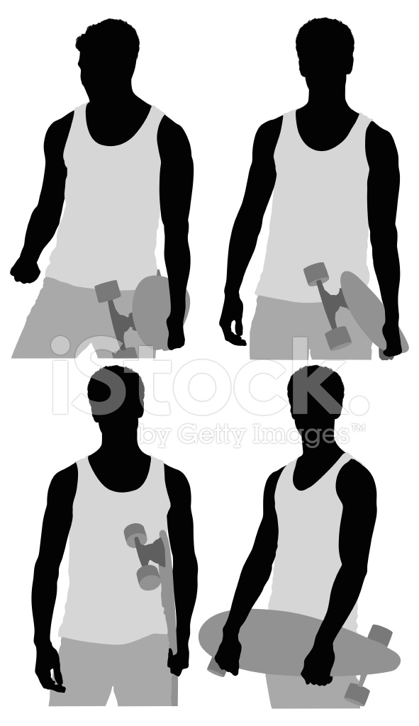 591x1024 Multiple Images Of A Man With Longboard Stock Vector