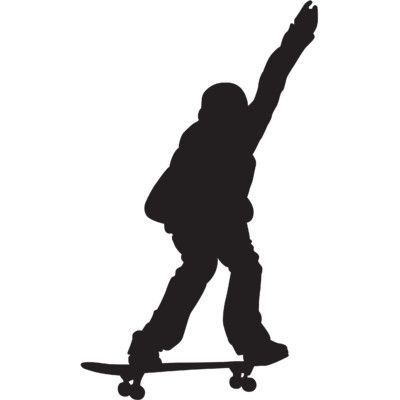 400x400 Wallhogs Skateboard Silhouette X Cutout Wall Decal Size 36 H X