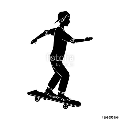 500x500 Boy On Skateboard Icon Vector Illustration Graphic Design Stock