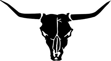 355x195 Bull Longhorn Skull Vinyl Decal Sticker 6 Wide Gloss