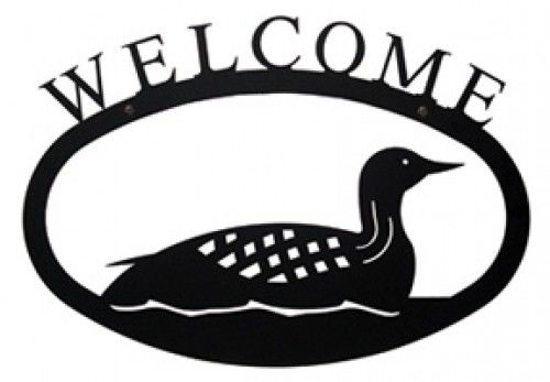 500x347 Wrought Iron Welcome Sign Loon Silhouette Small Outdoor Plaque